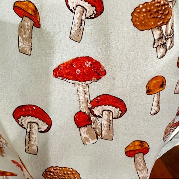 RARE Anthropologie Moulinette Soeurs Toadstool Mushroom Women’s Tie Front Blouse - Picture 9 of 14